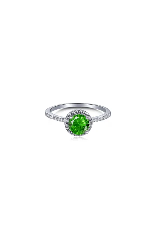 Sterling Silver Round Emerald Ring sold by KissProm