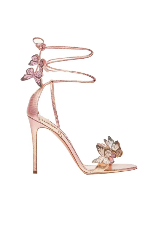 Gold Butterfly Embellished Lace Up High Heel Sandals sold by KissProm