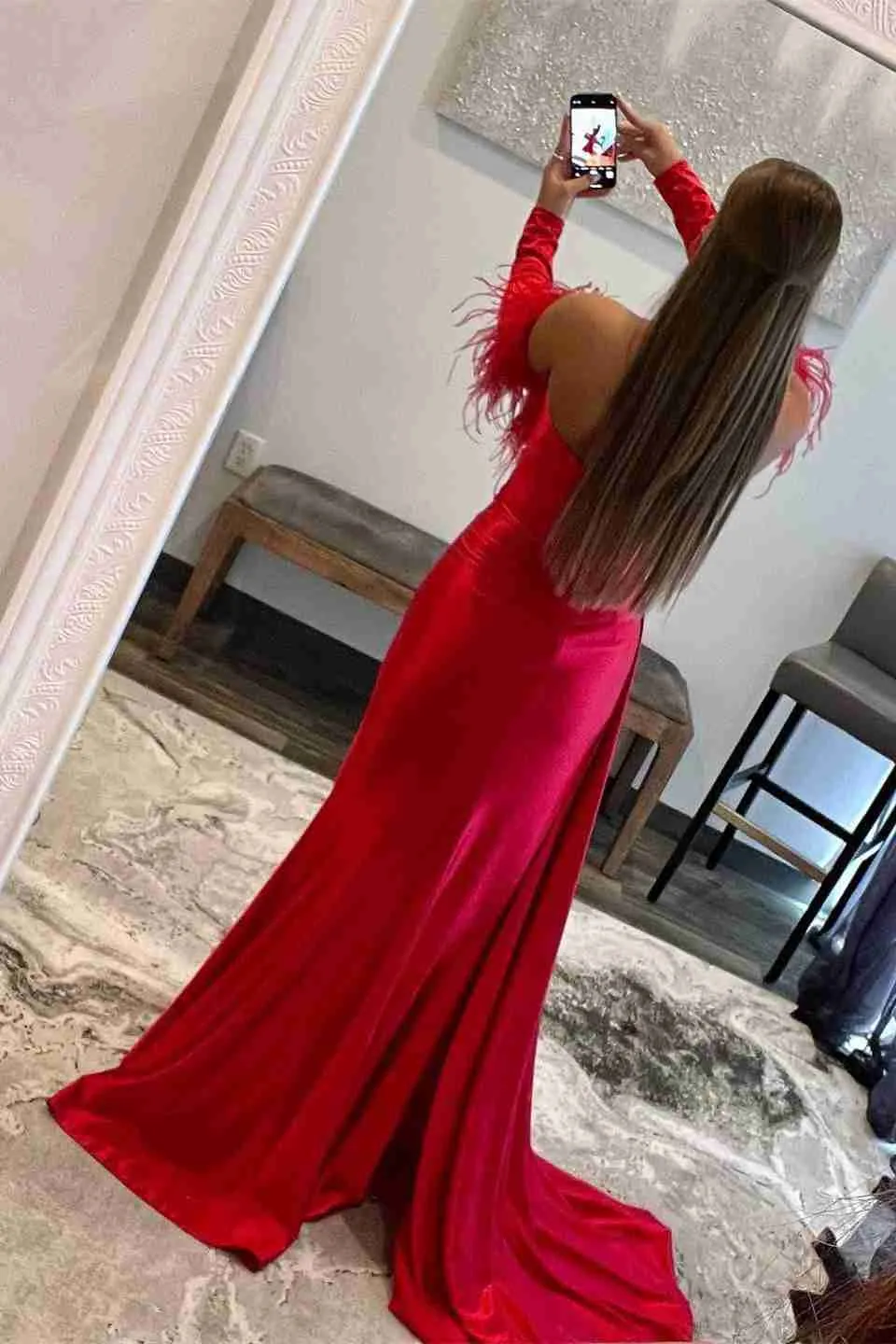 Sweetheart Pleated Red Formal Dress with Detachable Sleeves sold by KissProm product image thumbnail 3