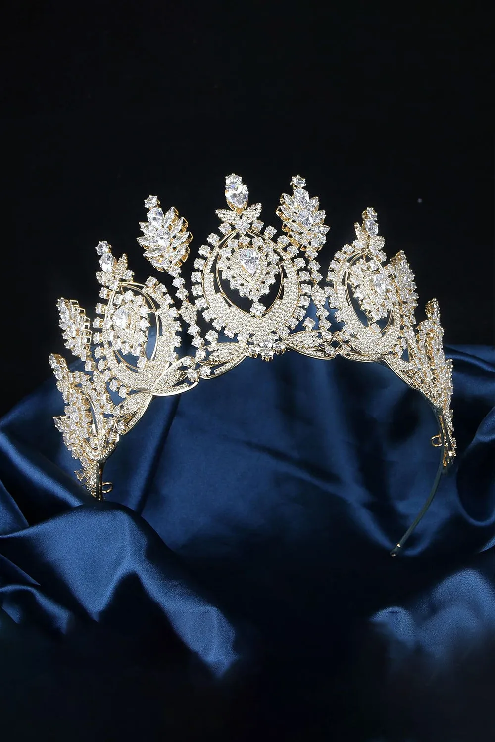 Gold Large Cubic Zirconia Crowns sold by KissProm product image thumbnail 2