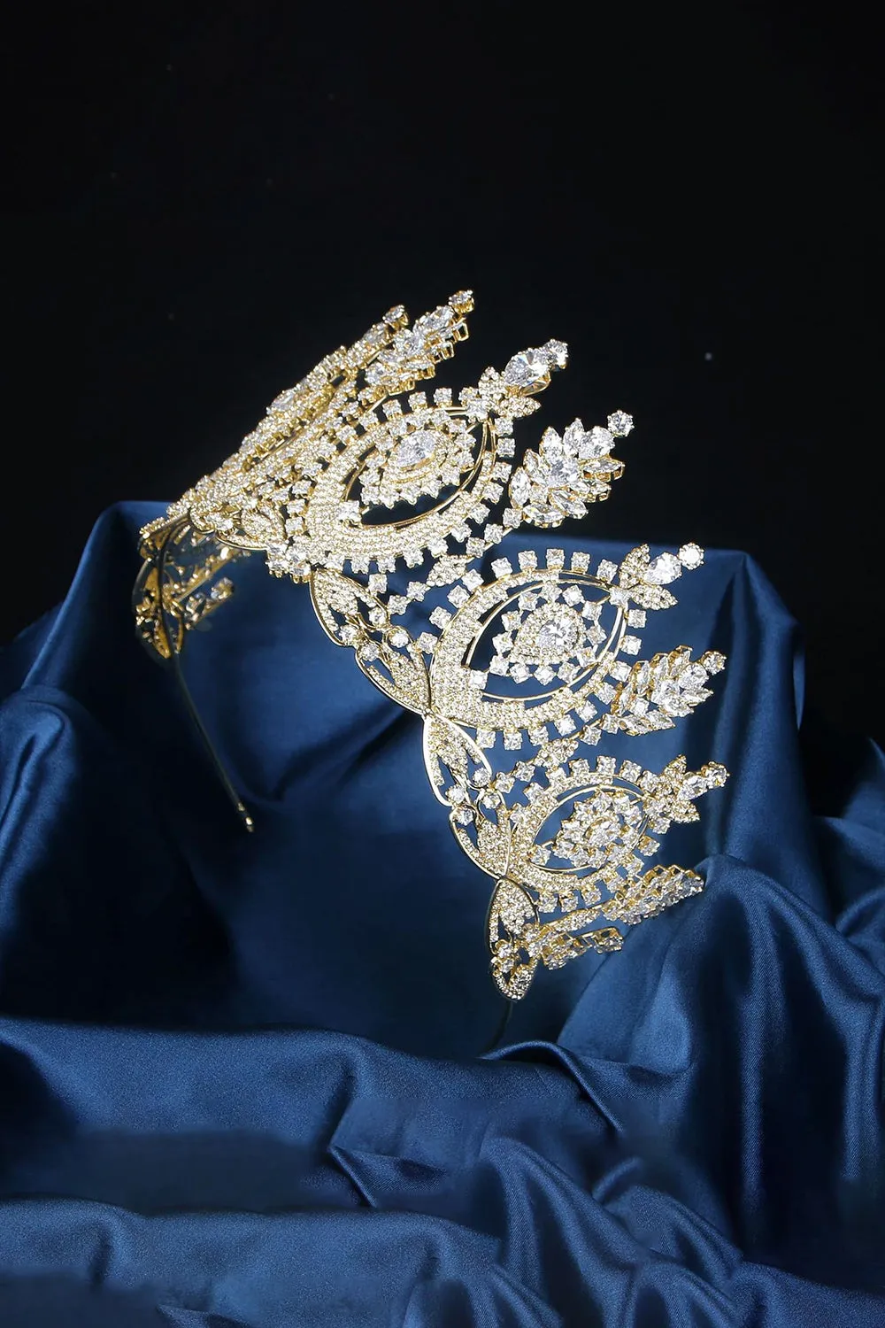 Gold Large Cubic Zirconia Crowns sold by KissProm product image thumbnail 5