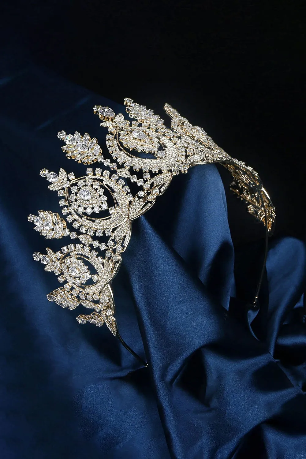 Gold Large Cubic Zirconia Crowns sold by KissProm product image thumbnail 4