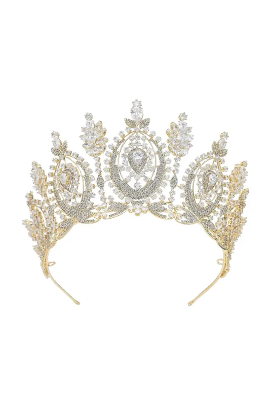 Gold Large Cubic Zirconia Crowns sold by KissProm