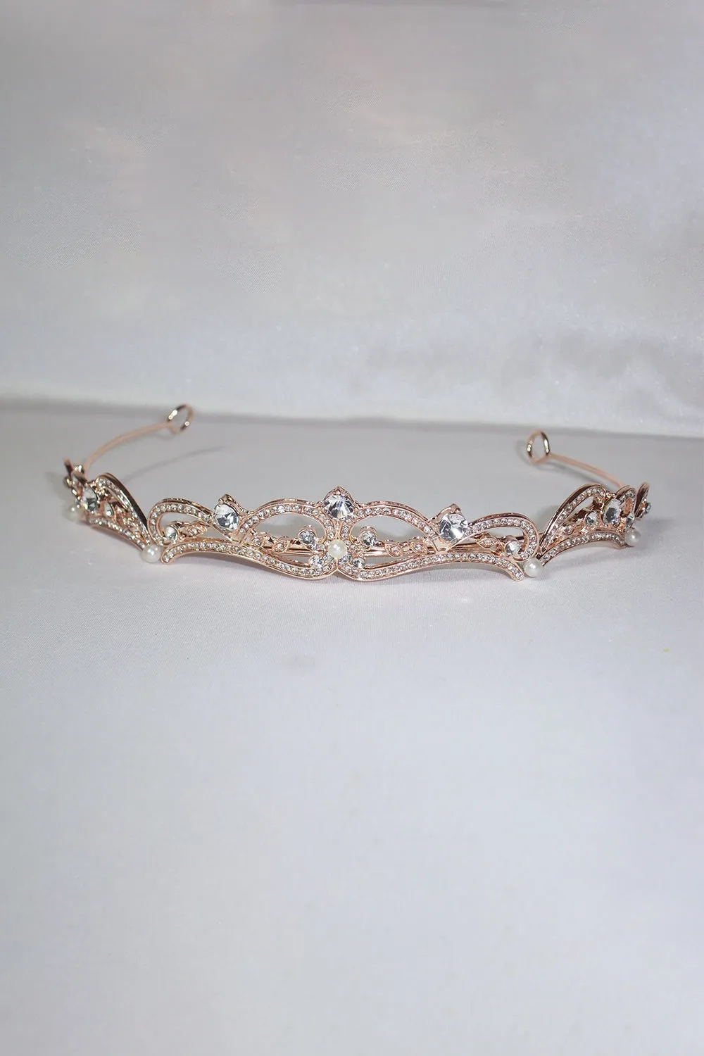 Gold Rhinestone Pearl Wedding Tiara sold by KissProm