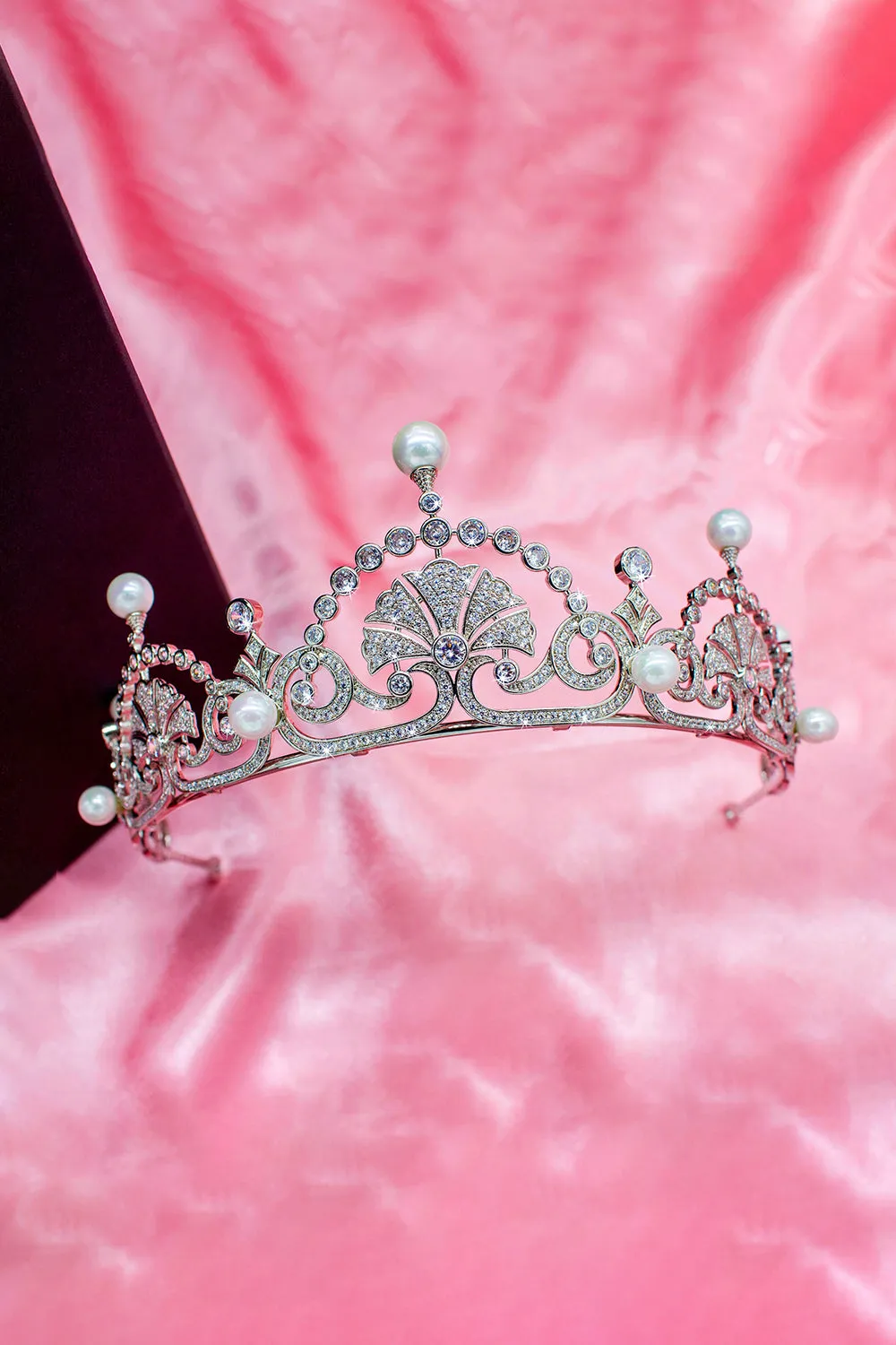 Silver Pearls Royal Lotus Flower Tiara sold by KissProm product image thumbnail 4