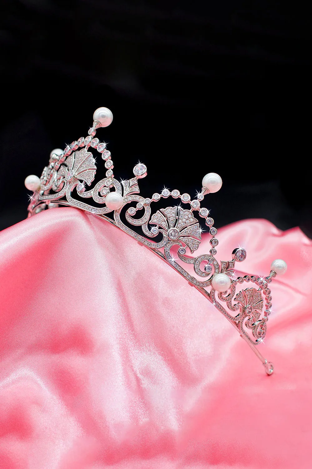 Silver Pearls Royal Lotus Flower Tiara sold by KissProm product image thumbnail 5