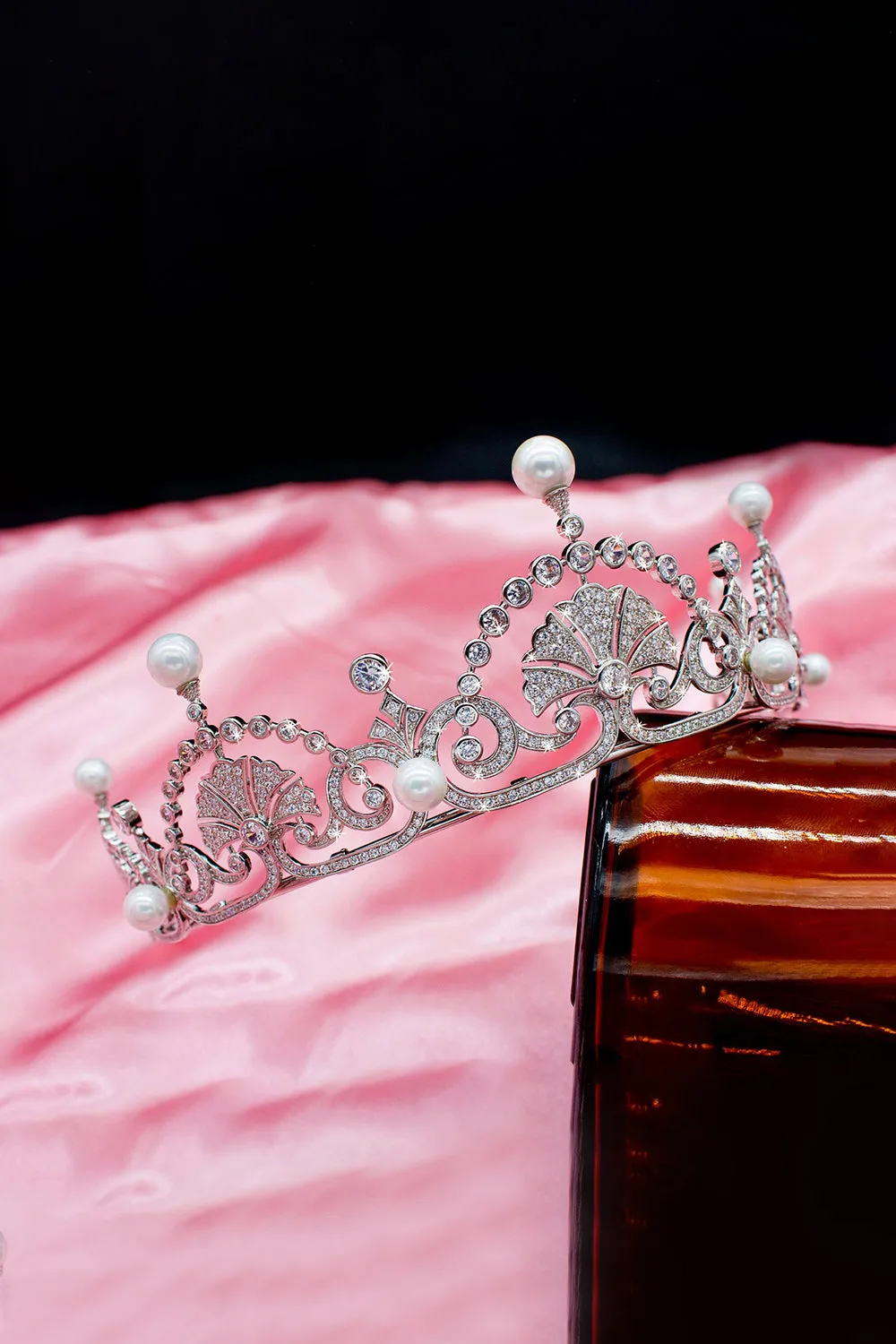 Silver Pearls Royal Lotus Flower Tiara sold by KissProm product image thumbnail 2