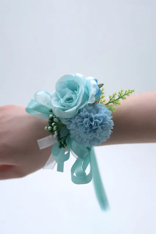 Artificial Silk Roses Bridesmaid Wrist Corsage sold by KissProm