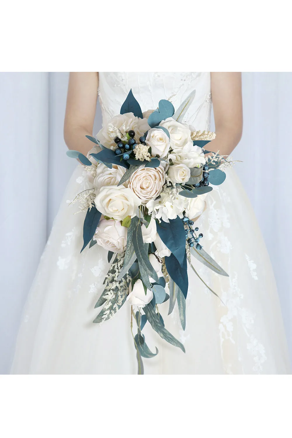 Artificial Cascade Silk Roses Wedding Bridal Bouquets sold by KissProm product image thumbnail 2