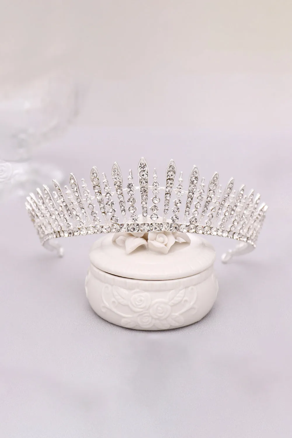 Silver Crystal Wedding Crown sold by KissProm product image thumbnail 2