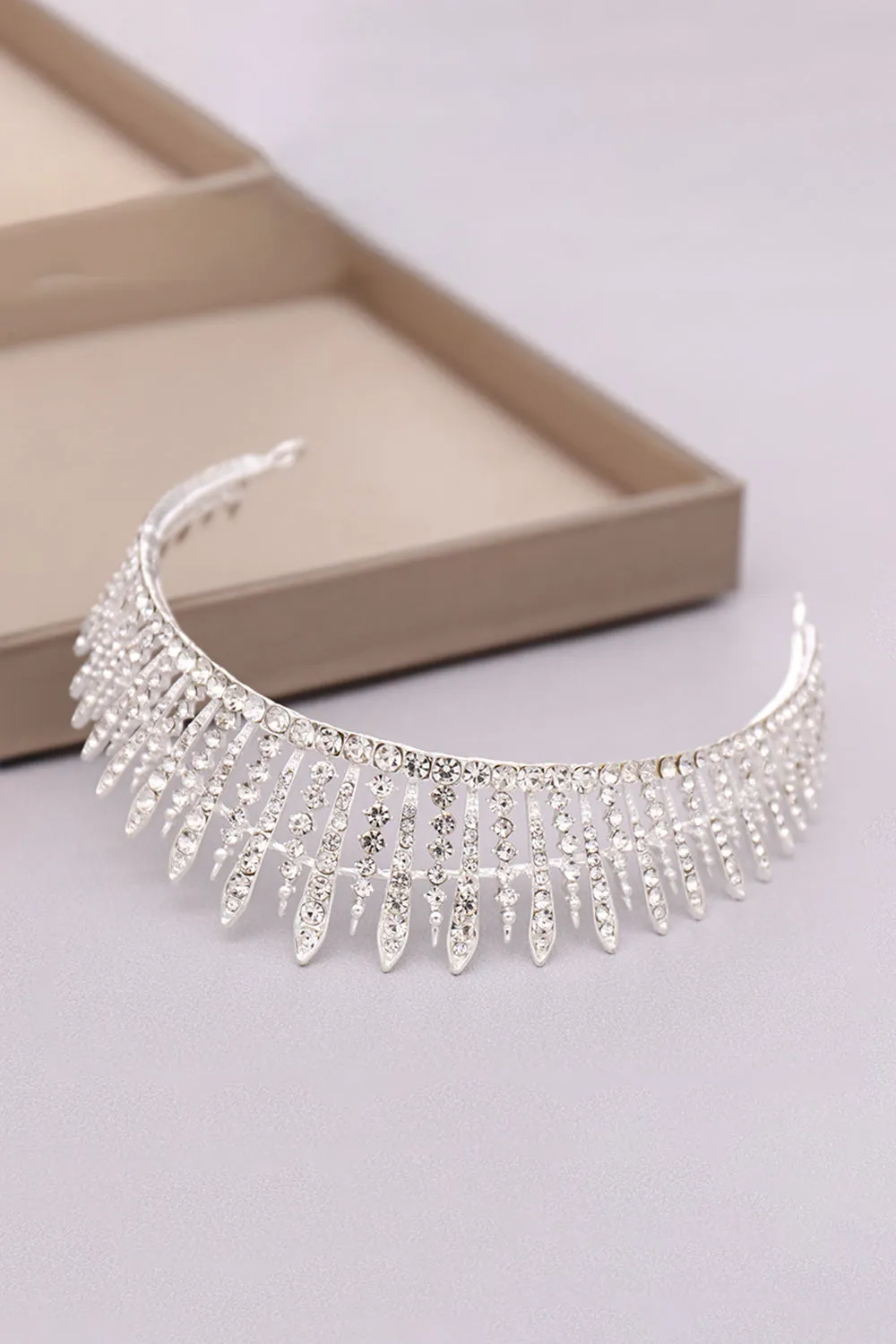 Silver Crystal Wedding Crown sold by KissProm product image thumbnail 4