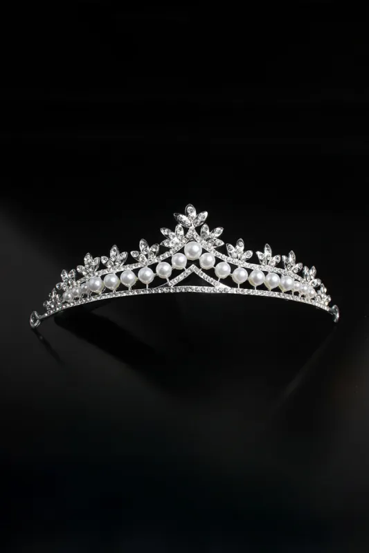 Rhinestone Pearl Wedding Tiara sold by KissProm