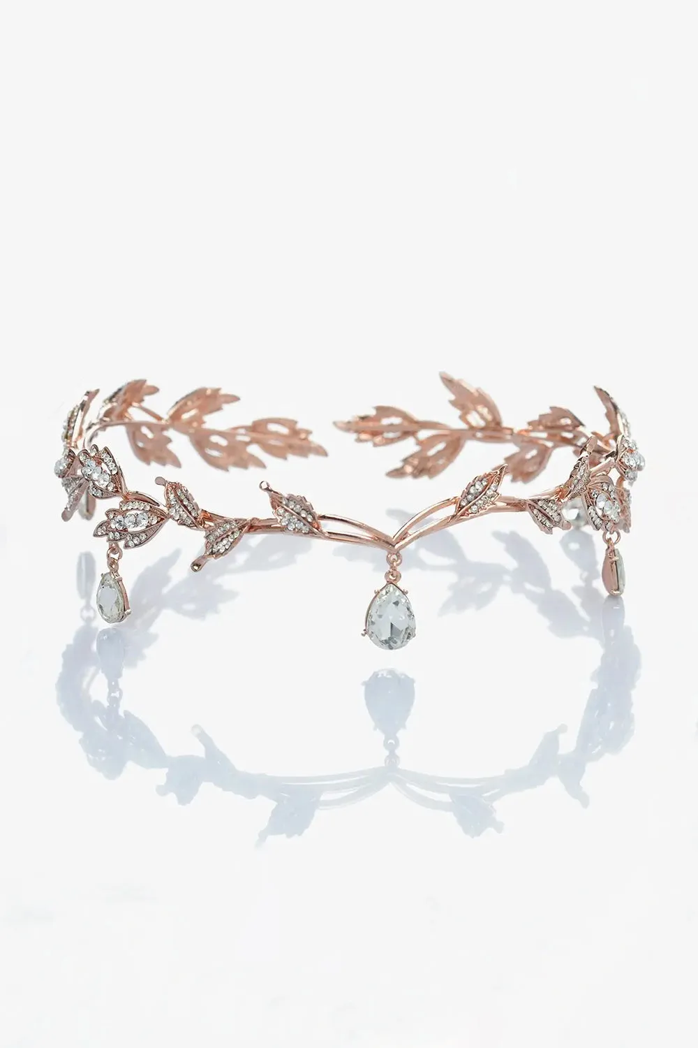 Rose Gold Leaf Crystal Crown sold by KissProm product image thumbnail 2
