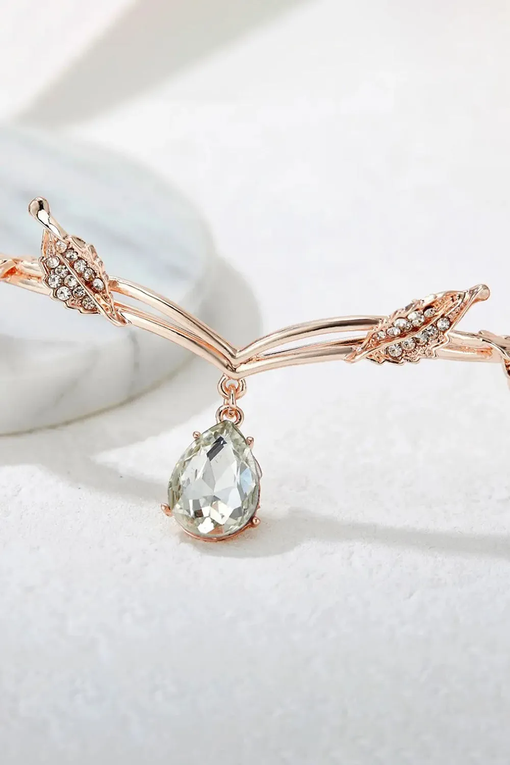 Rose Gold Leaf Crystal Crown sold by KissProm product image thumbnail 3