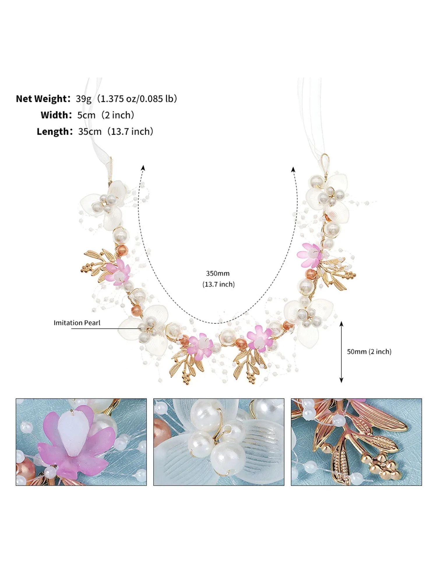 Handmade Beaded Floral Bridal Hair Accessory sold by KissProm product image thumbnail 4