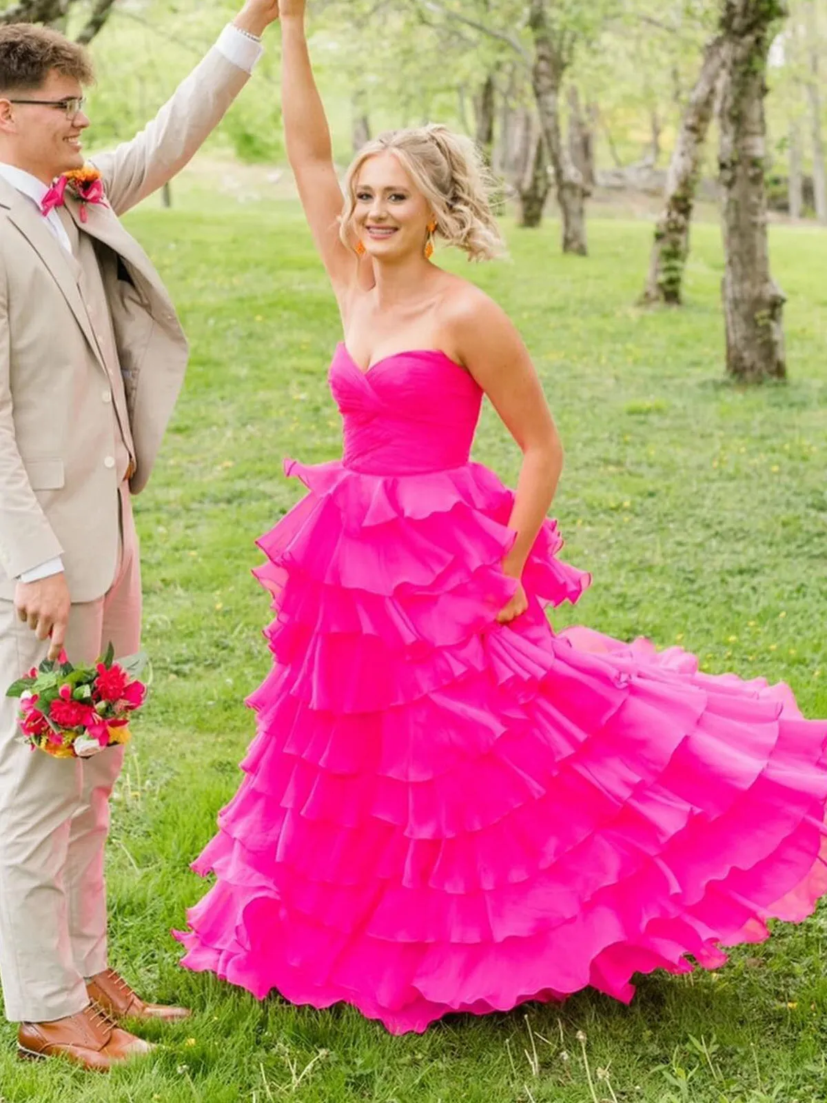 Bindi | Sweetheart Blue Chiffon Tiered A-line Prom Dresses sold by KissProm product image thumbnail 4