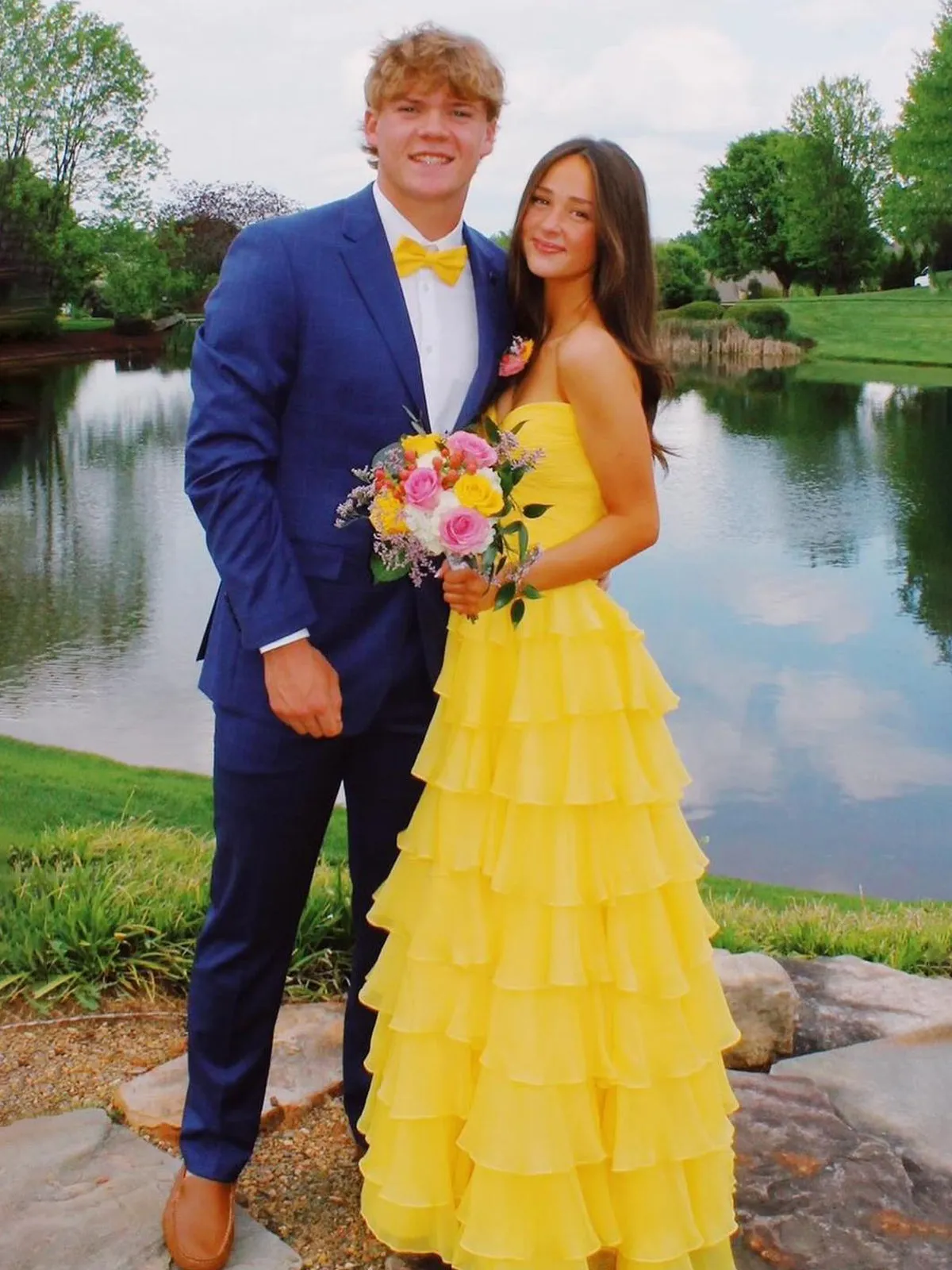 Bindi | Sweetheart Blue Chiffon Tiered A-line Prom Dresses sold by KissProm product image thumbnail 5