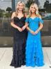 Kalel | Mermaid Cold Sleeves Red Lace Ruffle Prom Dress sold by KissProm