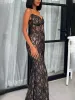 Merlia | Black Strapless V-Neck Sleeveless Lace Mermaid Prom Dress sold by KissProm