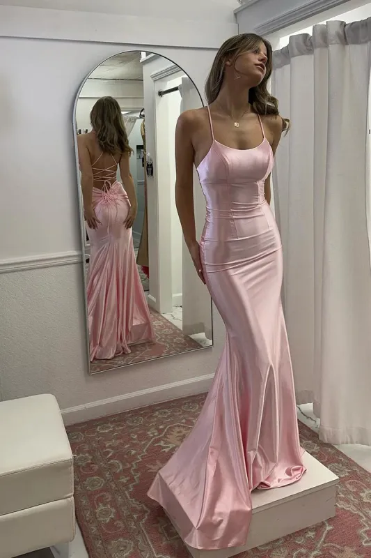 Kimia | Cute Mermaid Scoop Neck Satin Long Prom Dress sold by KissProm