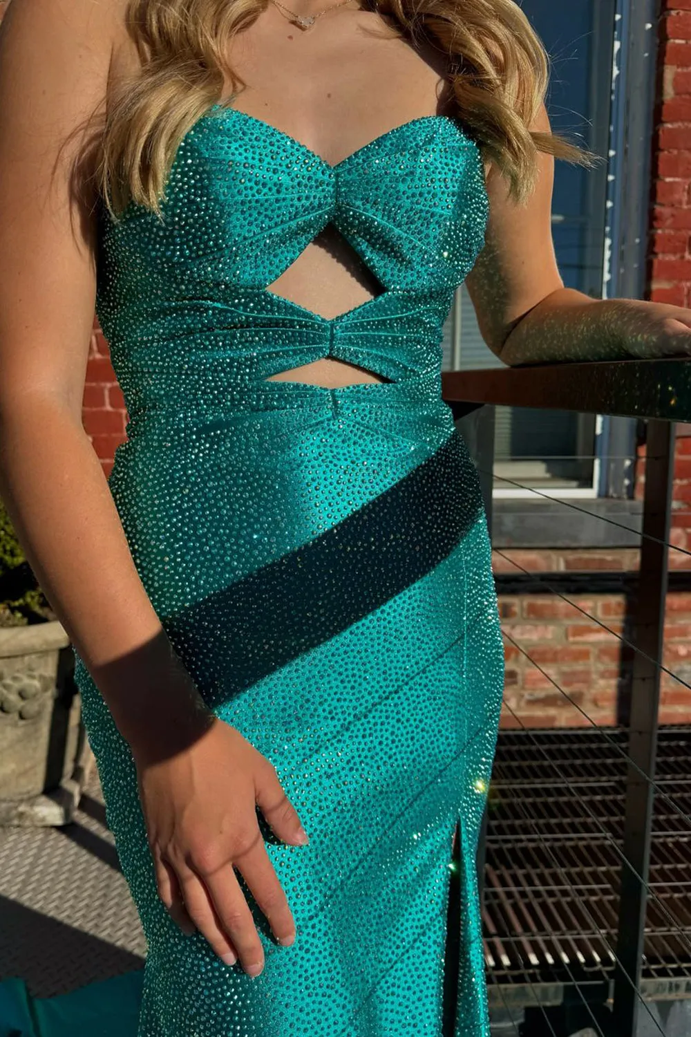 Telah | Glitter Mermaid Yellow Sweetheart Cut-out Long Prom Dress with Beading sold by KissProm product image thumbnail 3