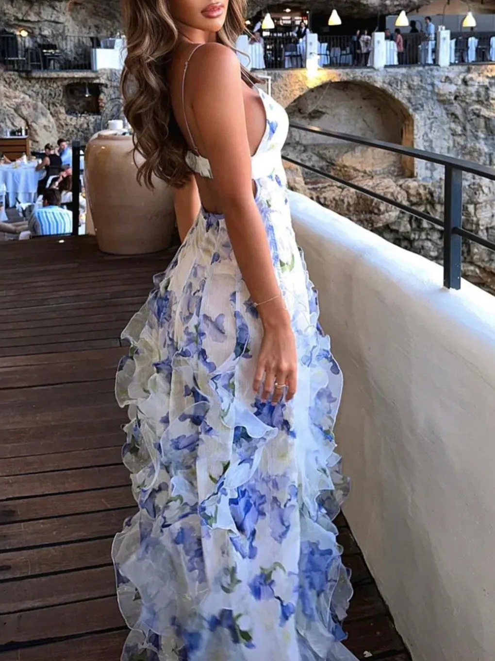 Blue A-Line Chiffon Spaghetti Strap Prom Dresses sold by KissProm product image thumbnail 3