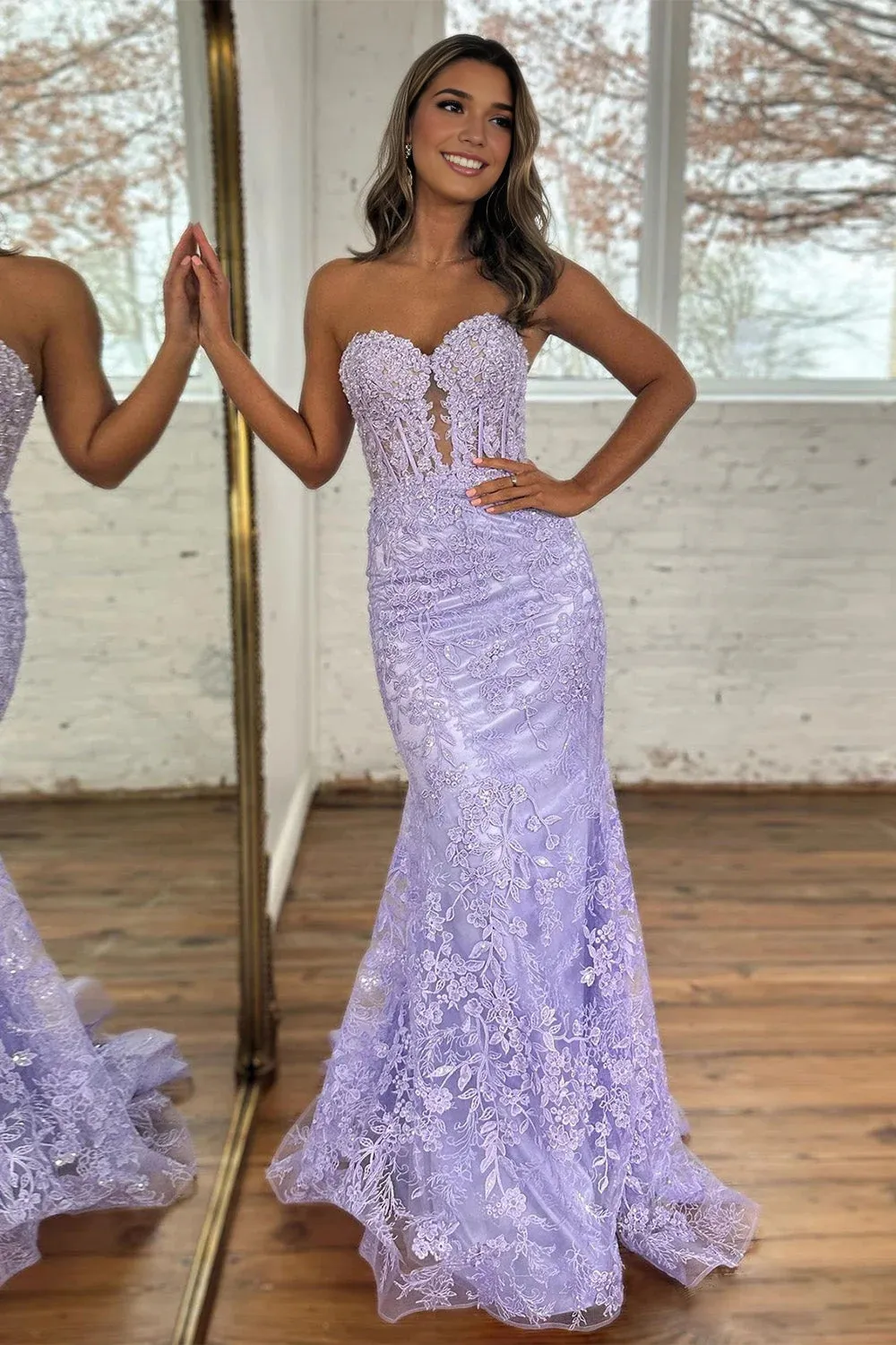 Black Sweetheart Lace Appliques Mermaid Long Prom Dresses sold by KissProm product image thumbnail 3