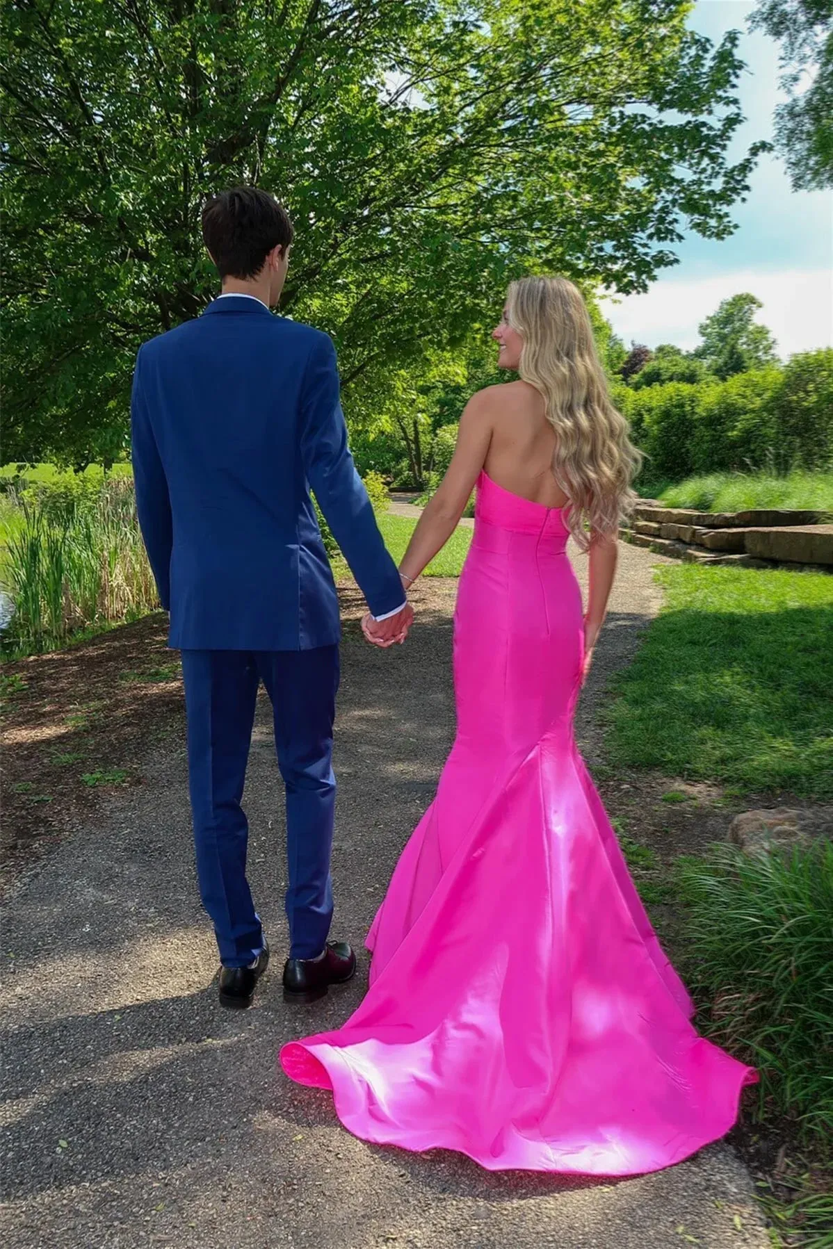 Tiff | Mermaid Sweetheart Pink Satin Prom Dress with Bow sold by KissProm product image thumbnail 4