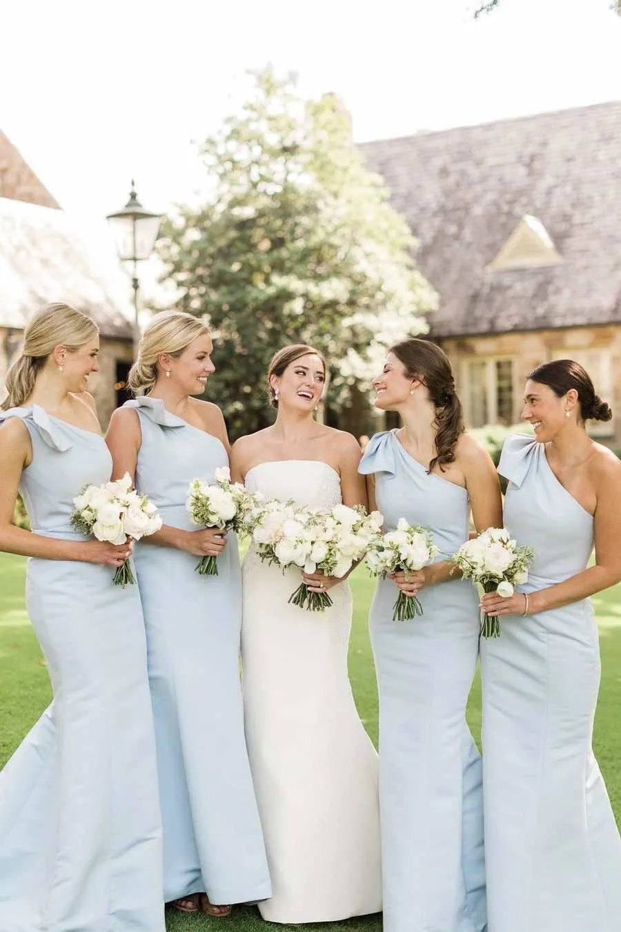 Seneca | Powder Blue One Shoulder Sheath Long Bridesmaid Dress sold by KissProm