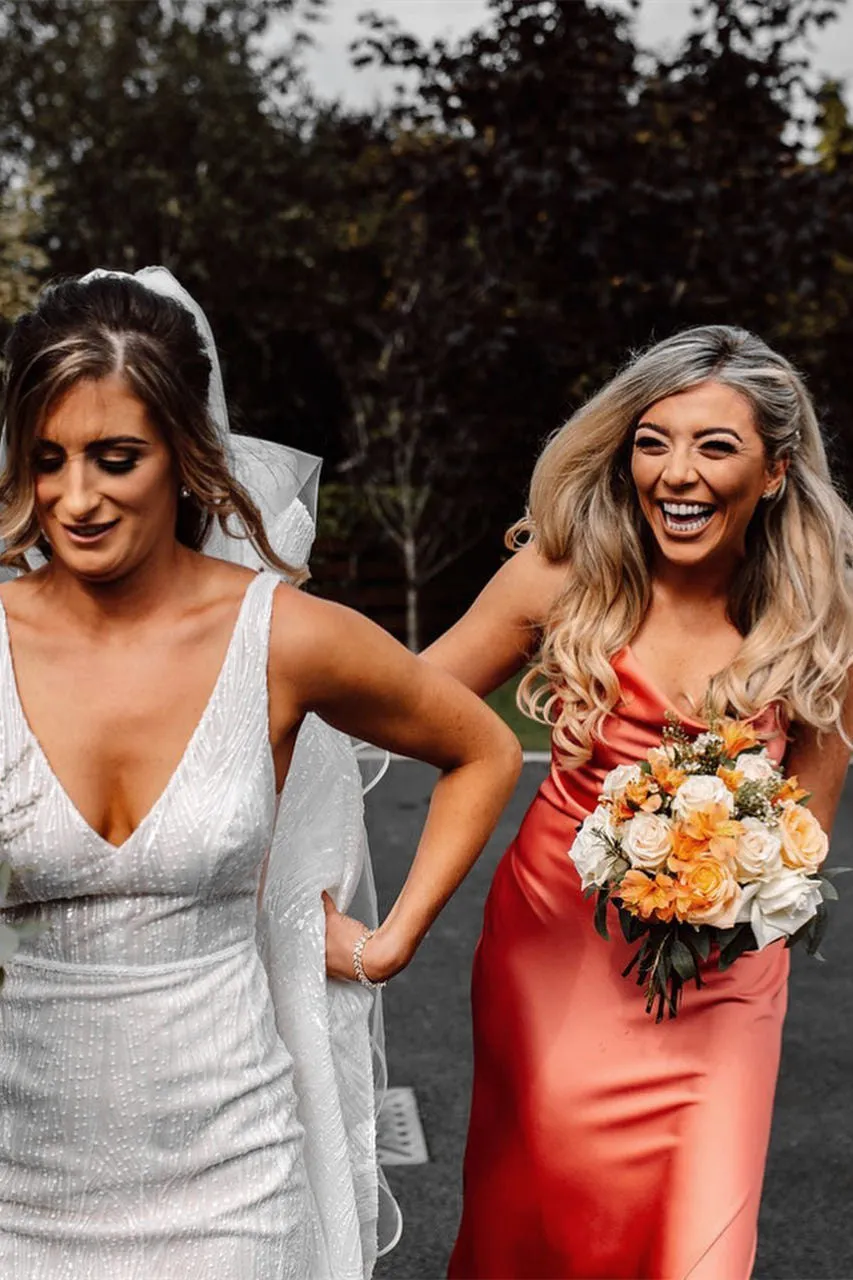 Elegant Pink Floor Length Long Bridesmaid Dress sold by KissProm product image thumbnail 5