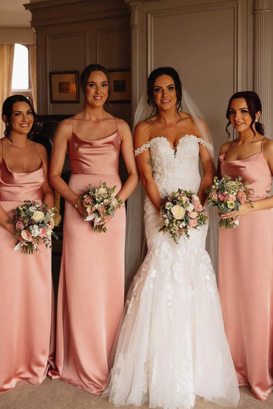 Elegant Pink Floor Length Long Bridesmaid Dress sold by KissProm product image thumbnail 3