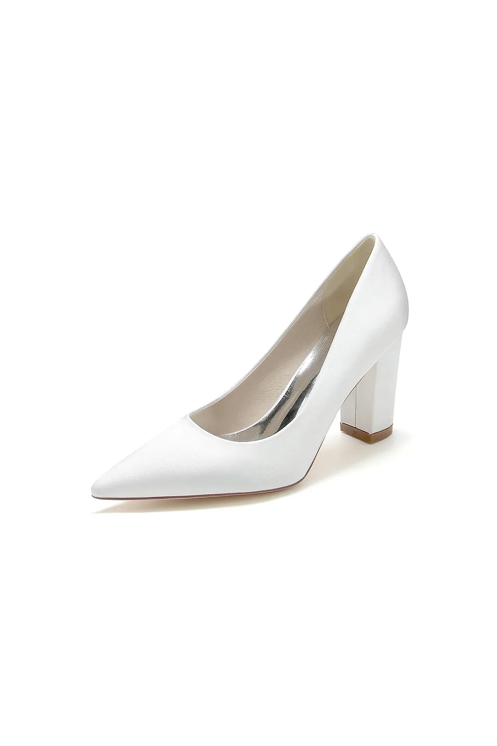 Pointed Toe Slip-on Satin Chunky Heels sold by KissProm
