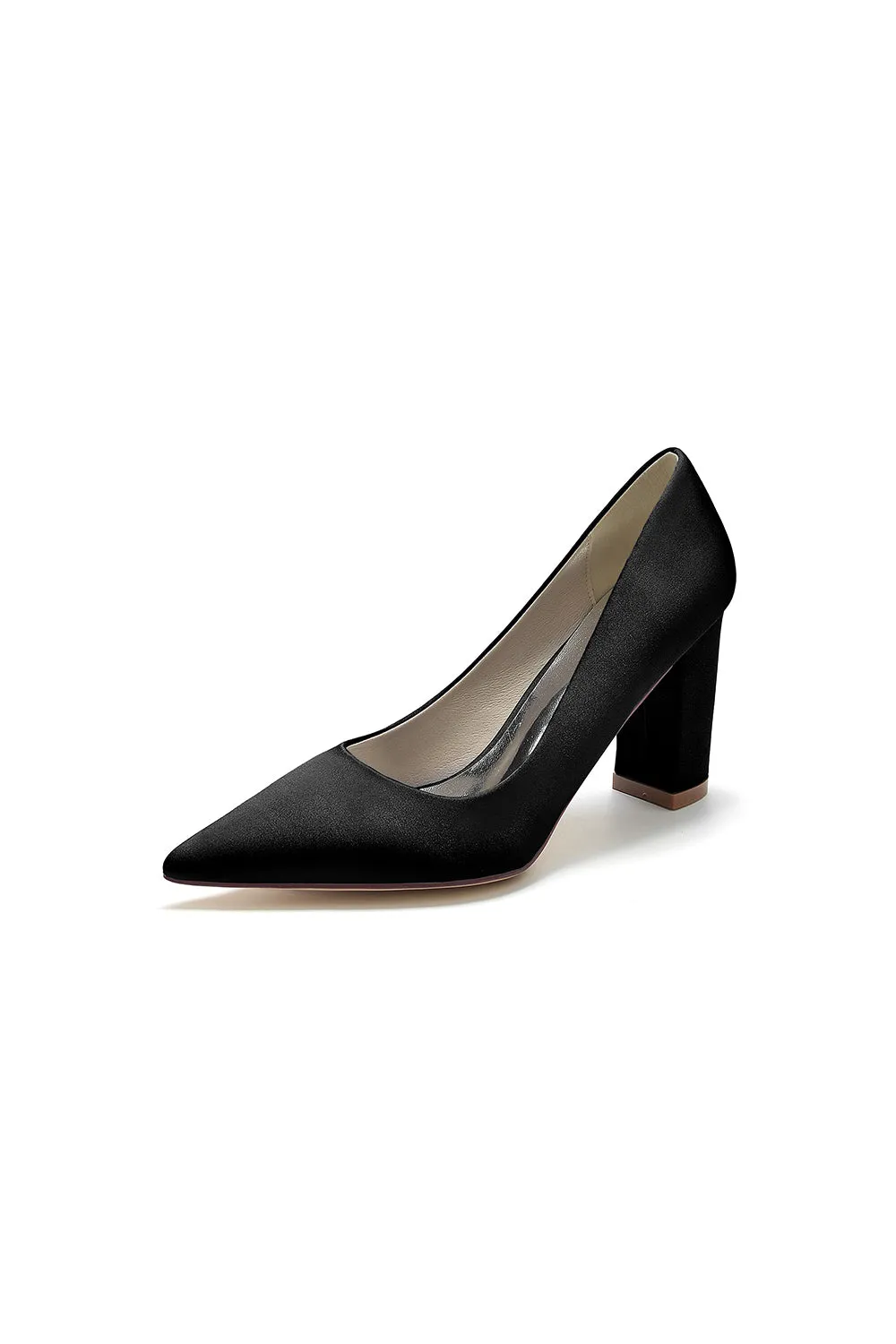 Pointed Toe Slip-on Satin Chunky Heels sold by KissProm product image thumbnail 5