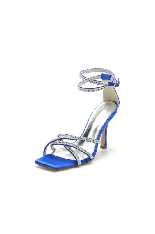 Square Open-Toe Beaded Strap Buckle Stiletto Heels sold by KissProm