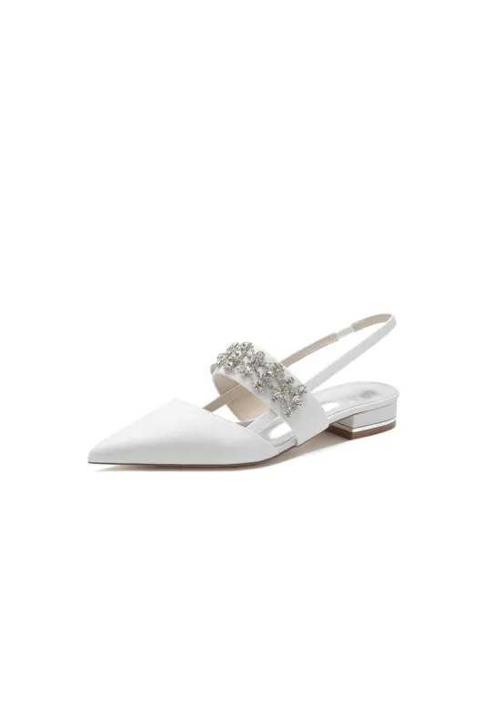 Rhinestone Pointed Toe Strap Buckle Glitter Low Heels sold by KissProm