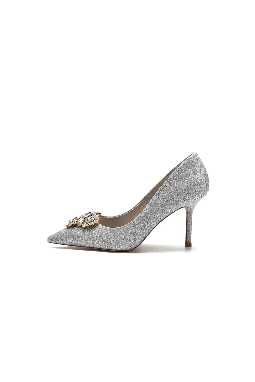 Stunning Pointed Toe Glitter High Heels With Rhinestone sold by KissProm product image thumbnail 3