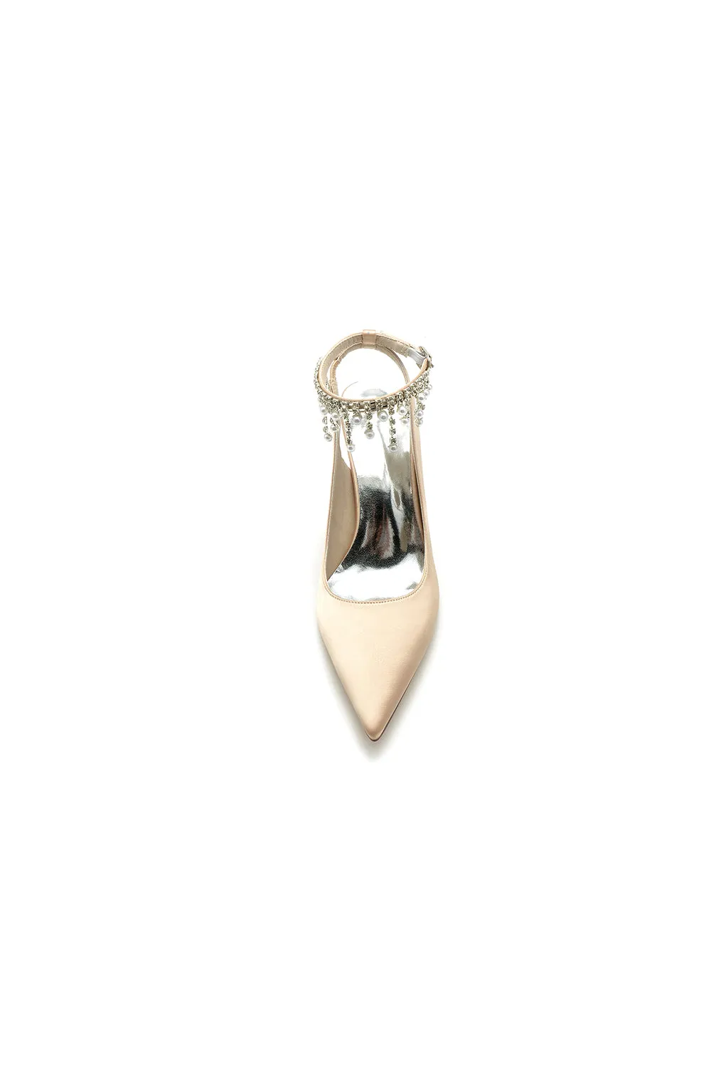 Pointed Toe Satin Chunky Heels With Pearl Tassel sold by KissProm product image thumbnail 2