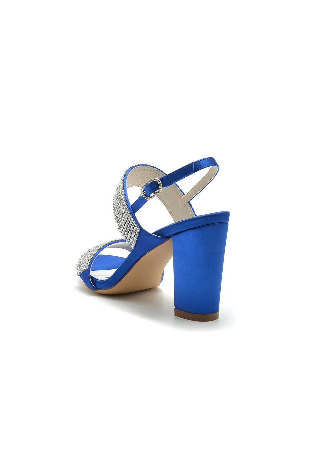 Open Toe Beaded Buckle Satin Chunky Heels sold by KissProm product image thumbnail 5