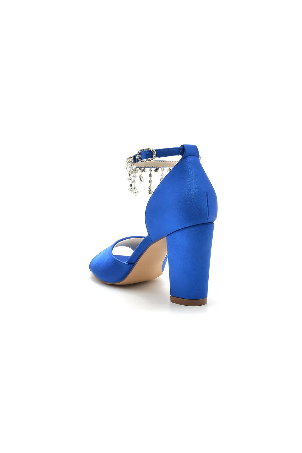 Open Toe Pearl Tassel Satin Chunky Heels sold by KissProm product image thumbnail 5