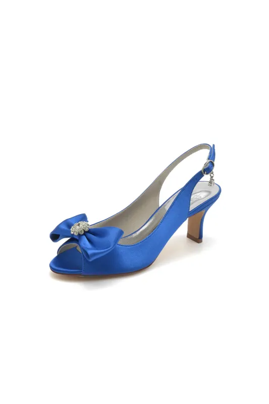 Open Toe Beaded Satin Stiletto Heels With Bow sold by KissProm