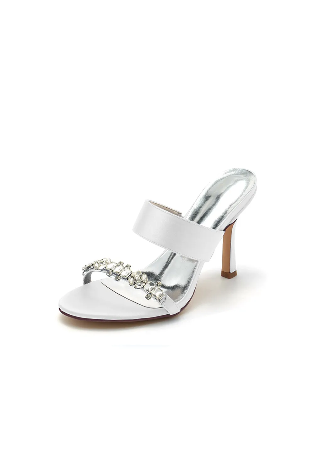 Open Toe Satin Strap Slip On High Heels With Rhinestone sold by KissProm product image thumbnail 5