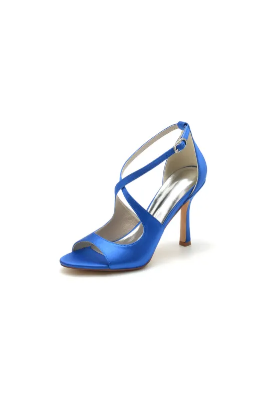 Open Toe Cross Strap Satin Stiletto Heels sold by KissProm