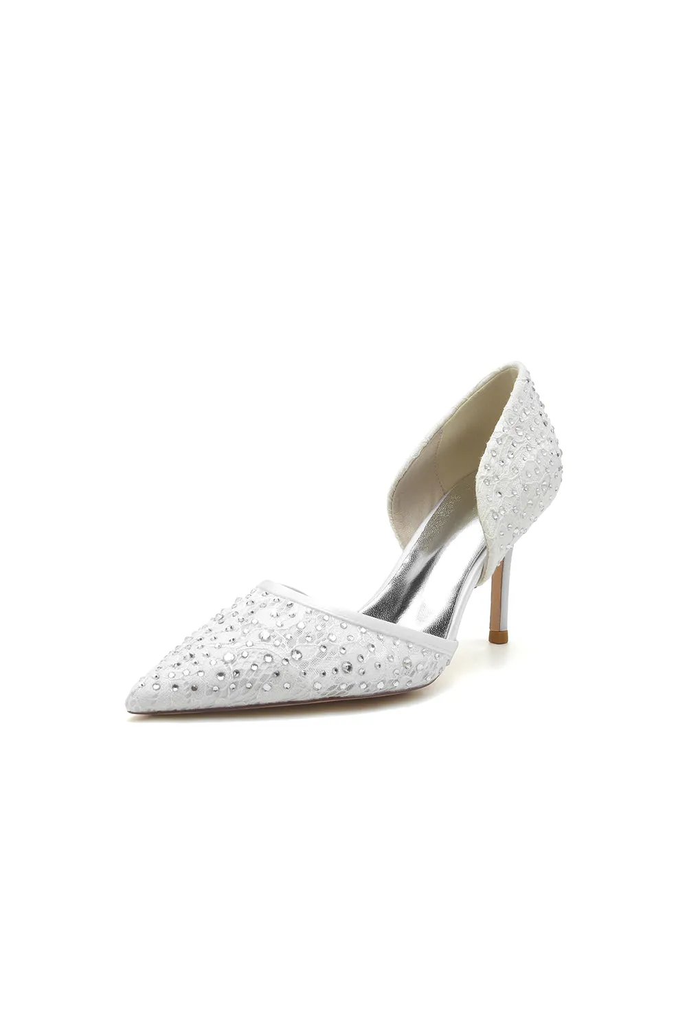 Pointed Toe Beaded Lace Wedding Stiletto Heels sold by KissProm