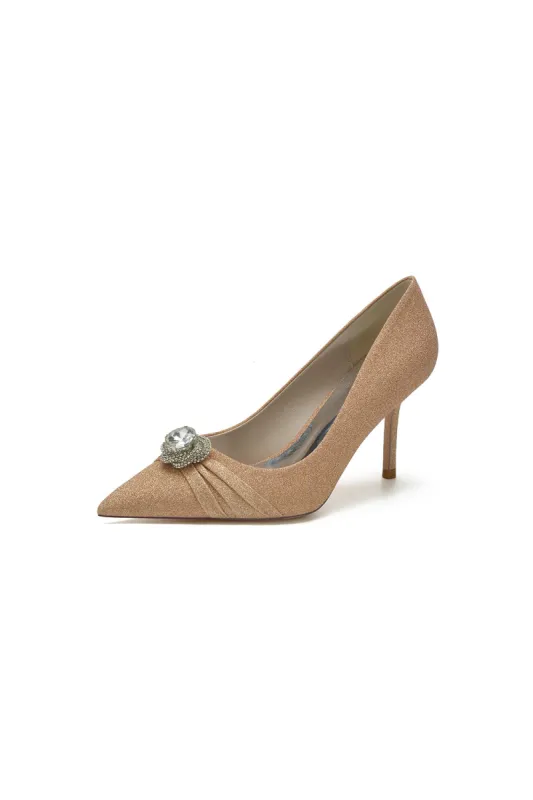 Glitter Pointed Toe Slip-on Wedding Shoes With Rhinestone sold by KissProm