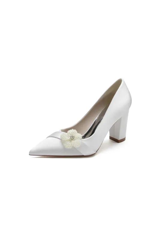 Beaded Pointed Toe Slip-on Wedding Shoes With Flower sold by KissProm