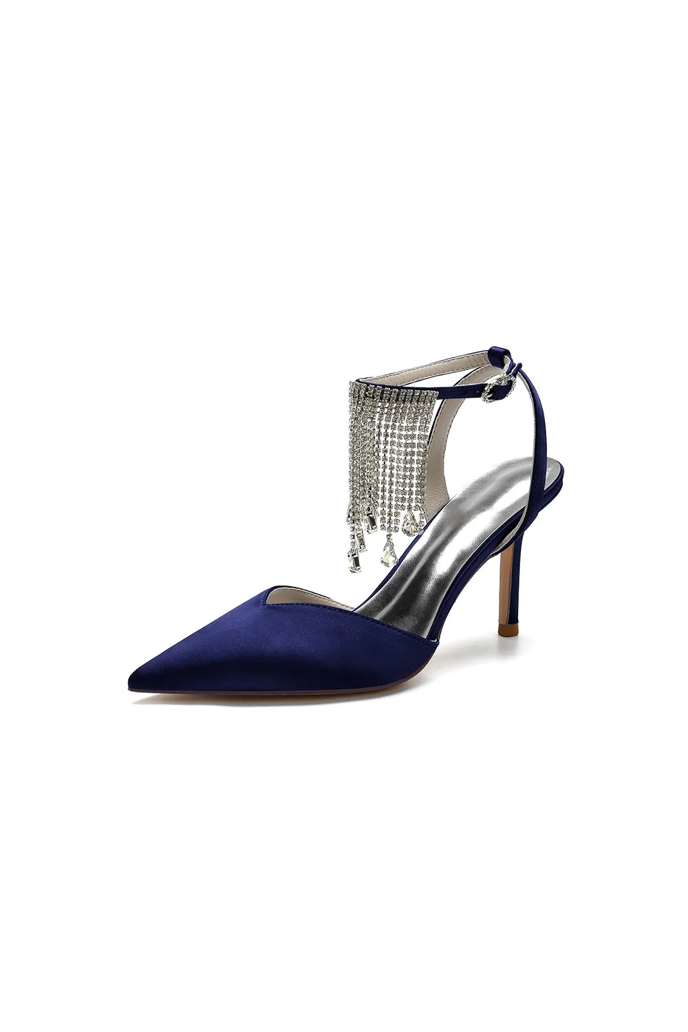 Pointed Toe Crystal Tassel Strap Heels sold by KissProm