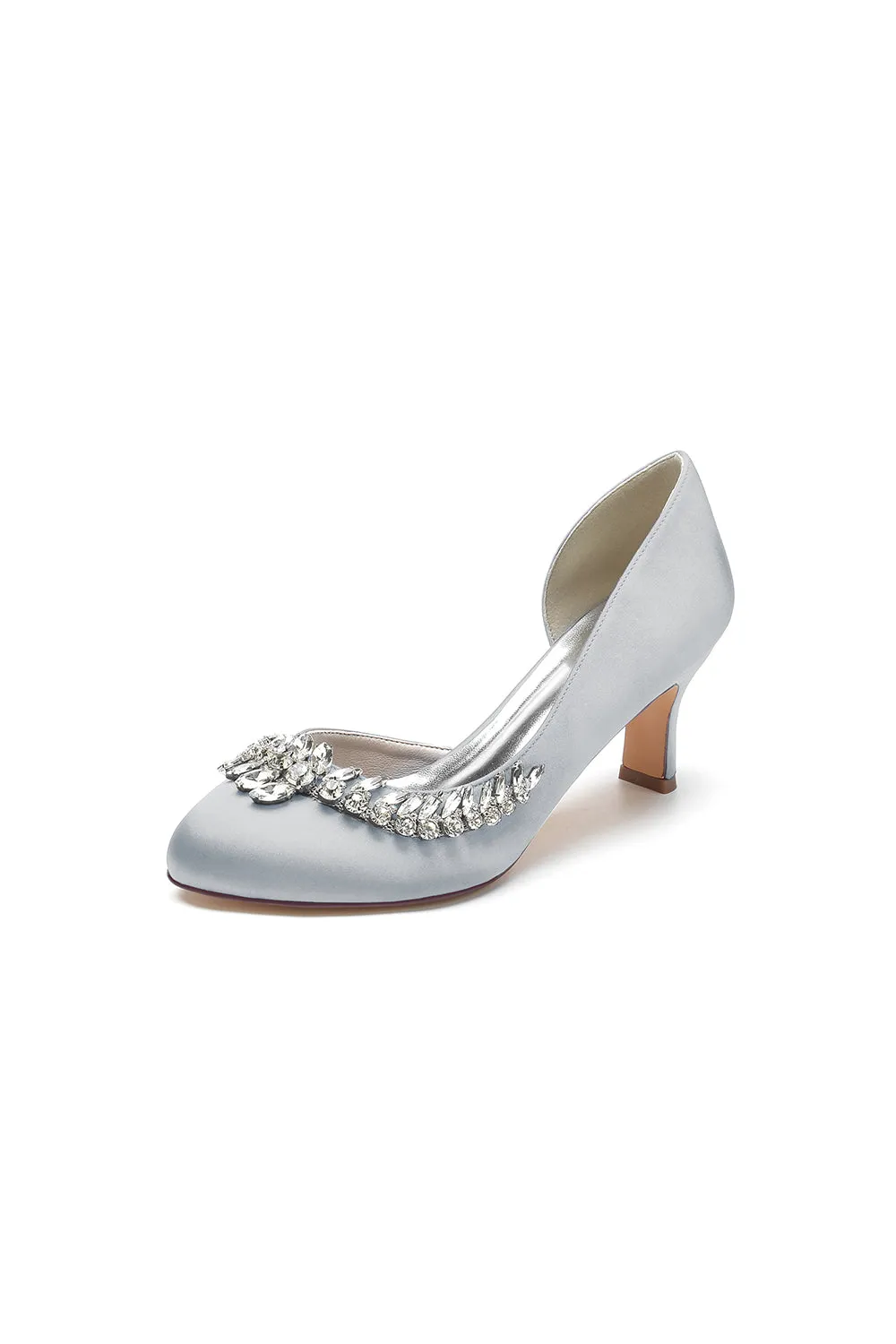 Round Toe Crystal Leaf Chunky Heels sold by KissProm