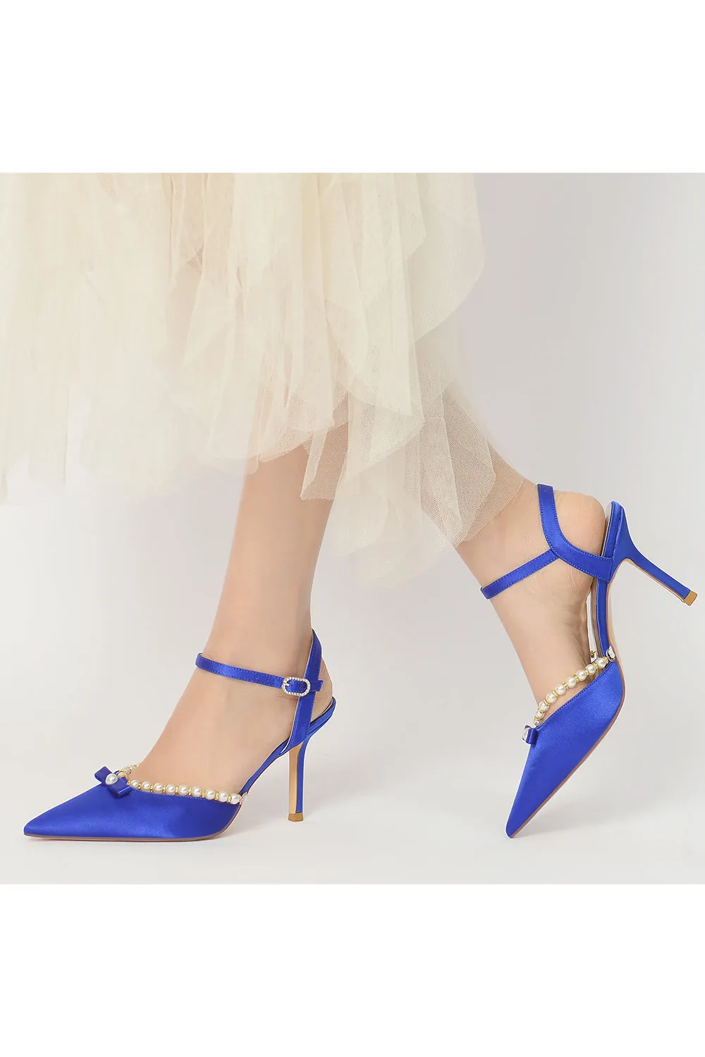 Pearl Cocktail Pointed Toe Buckle Strap Heels sold by KissProm product image thumbnail 5