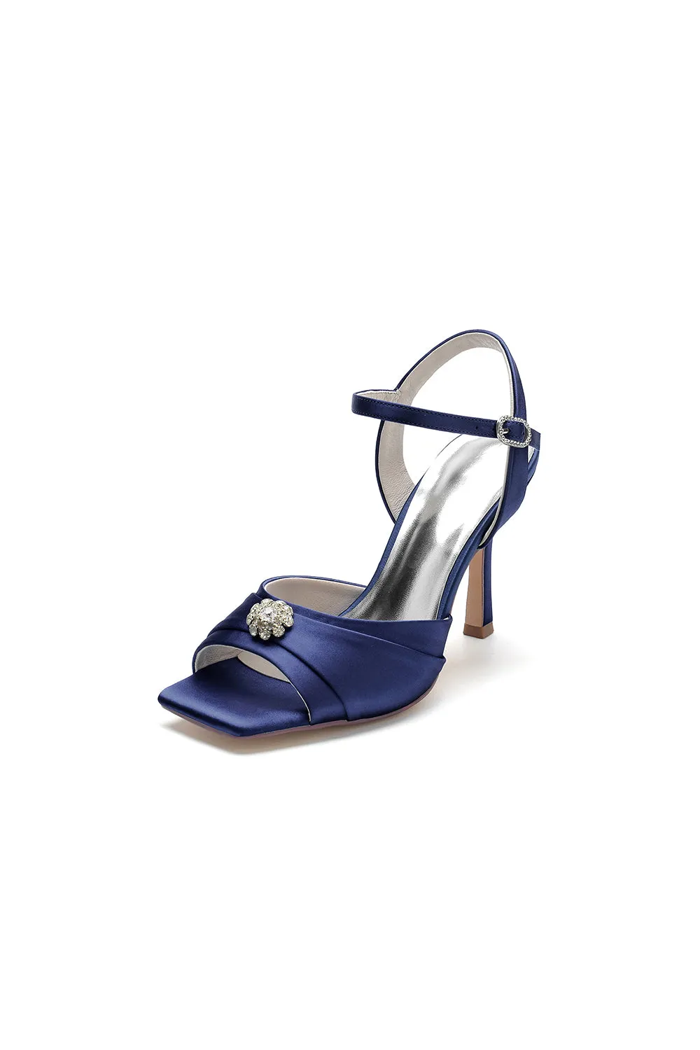 Crystal Flower Square Open Toe Cross Straps Chunky Heels sold by KissProm product image thumbnail 5