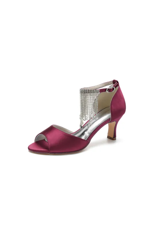 Cocktail Open Toe Tassel Strap Chunky Heels sold by KissProm